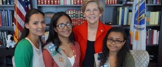 Girl Scout Juniors with Senator Warren