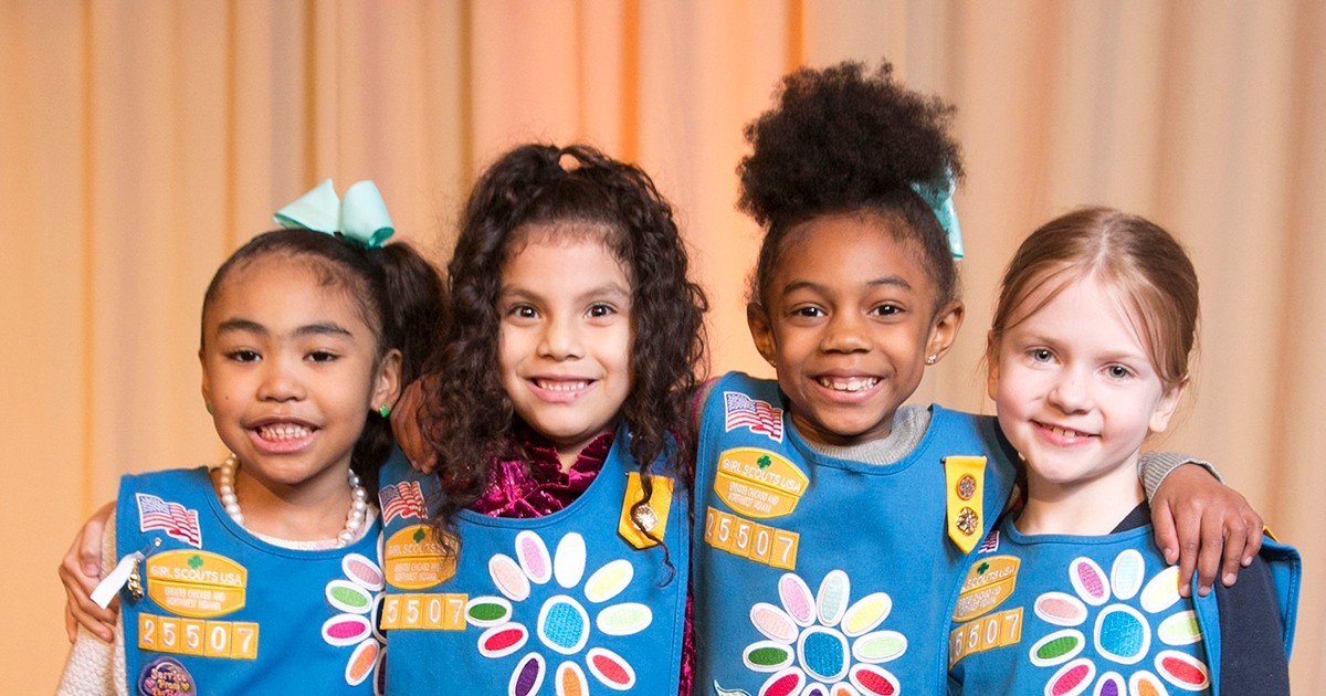 Daisy Girl Scouts in group